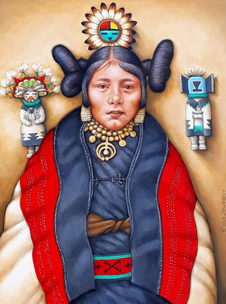 Hopi Maiden with Katsina Dolls