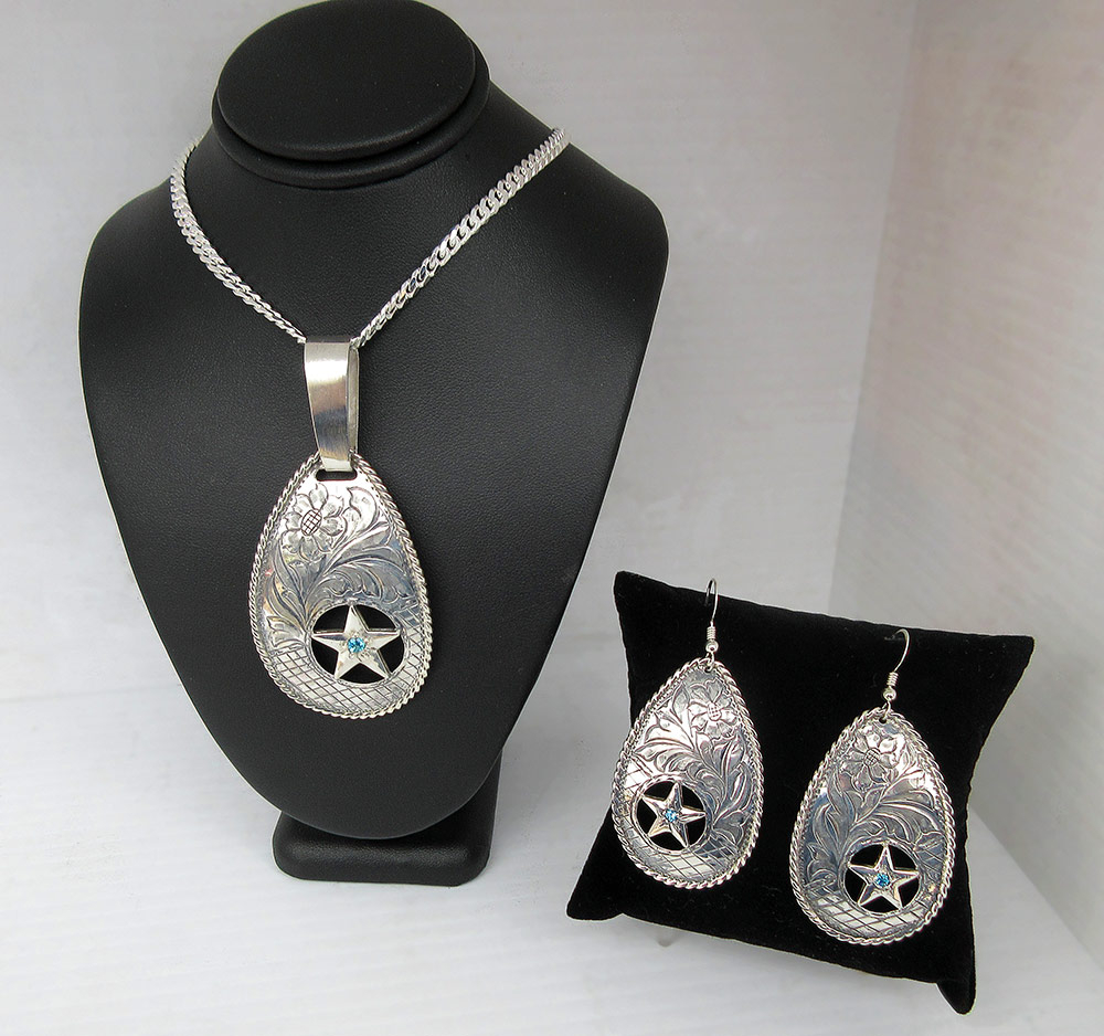 Teardrop Sterling Silver Pendant and Earring Set