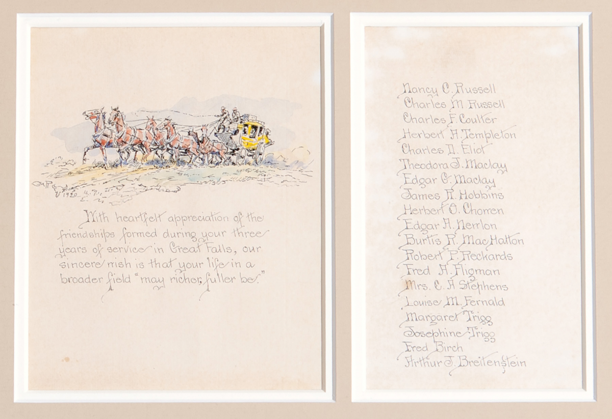 A Stagecoach; Illustrated Greeting Card,c. 1920