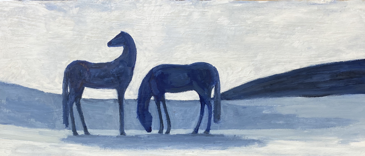 Two Blue Horses