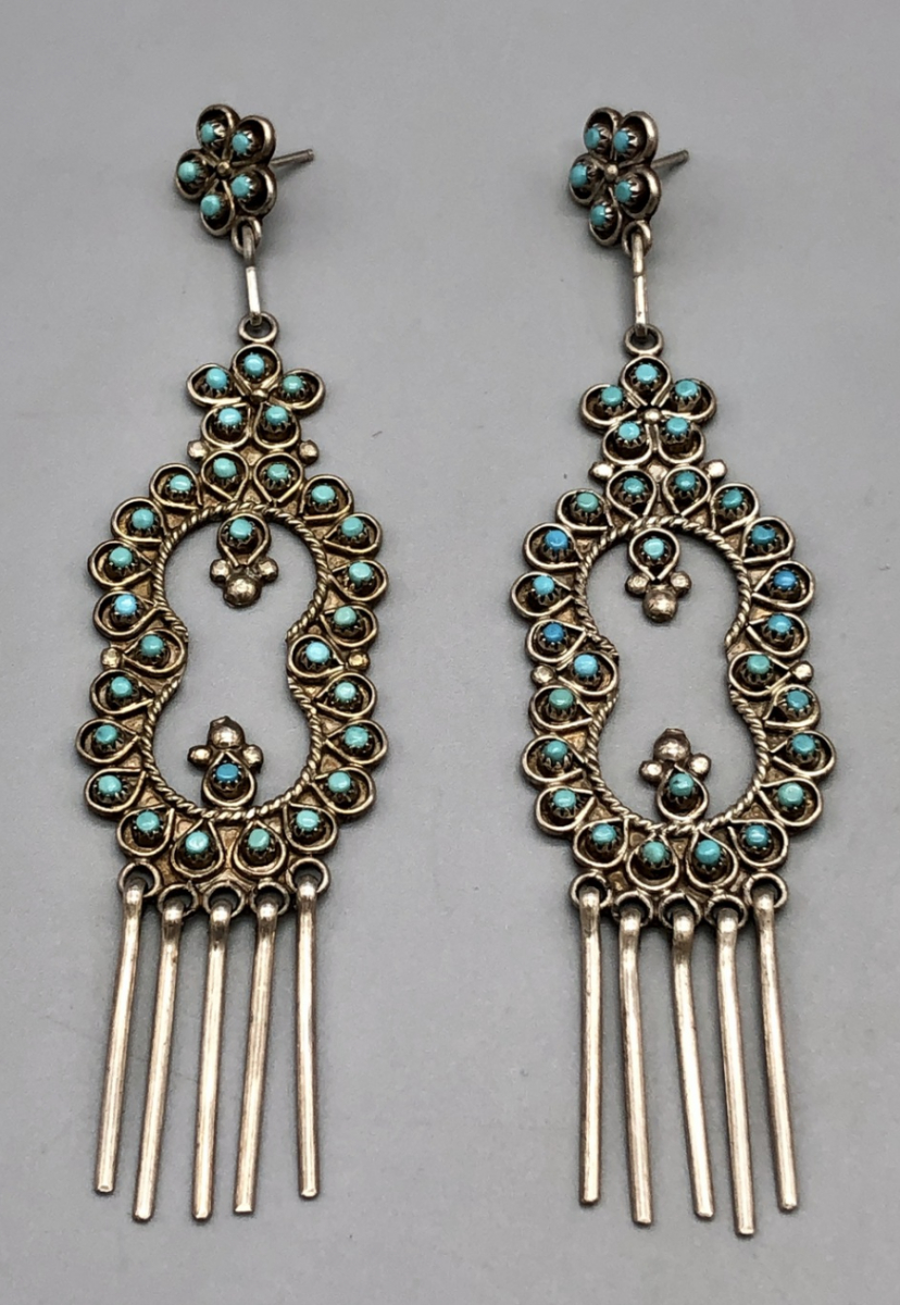 Great Vintage Dot Turquoise Dangle Earrings
