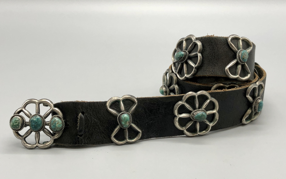 1960s Turquoise and Sandcast Concho Belt