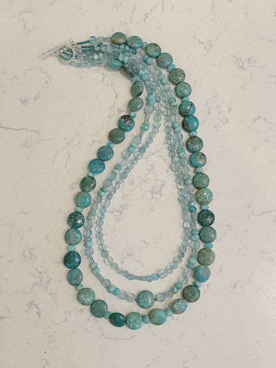 Aqua Dreams, 3 strand necklace