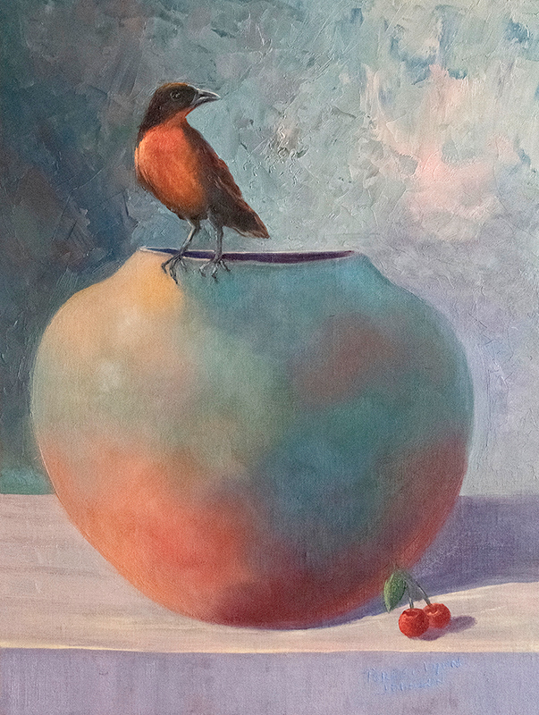 Just a Bird Vase and Cherries