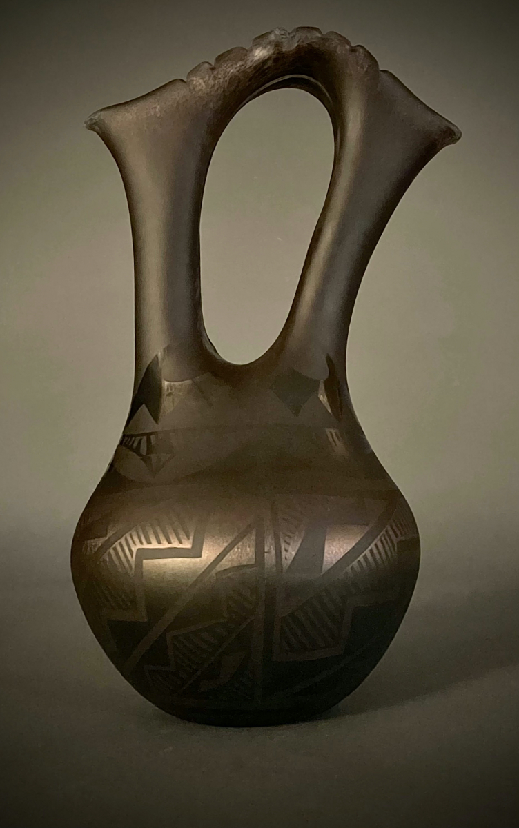 Black on Black Glass Pottery Wedding Vase
